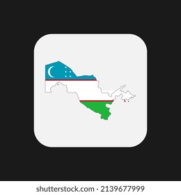 Esclavitud de mapa de Uzbekistán con bandera sobre fondo blanco
