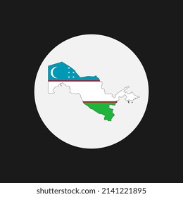 Uzbekistan map silhouette with flag on white background