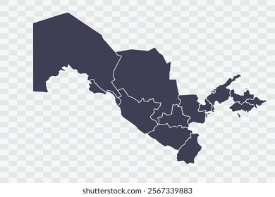 Uzbekistan Map Slate Color on White Background quality files Png