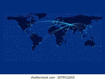 Uzbekistan map for technology or innovation or export concepts. Connections of the country to major cities around the world. File is suitable for digital editing and prints of all sizes.