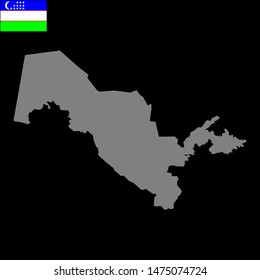 Uzbekistan map and tricolor flag sign