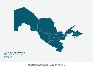 Mapa de Uzbekistán vector, diseño abstracto ilustración vectorial Eps 10. Alto detalle sobre fondo blanco.