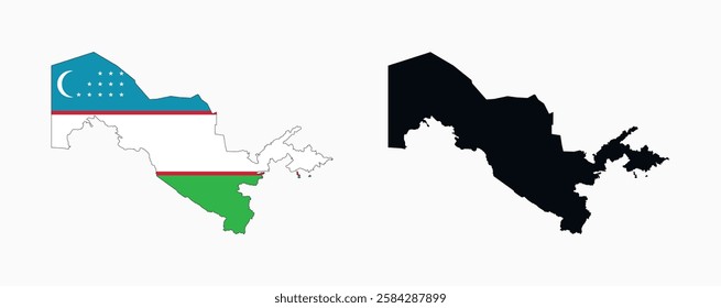 Uzbekistan Map vector icon. Map of Uzbekistan in Flag colors.