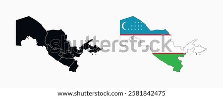 Uzbekistan Map vector icon. Map of Uzbekistan in Flag colors.