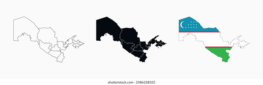 Uzbekistan Map vector icon. Map of Uzbekistan various styles.