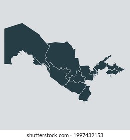 Mapa vectorial de Uzbekistán, aislado en fondo gris