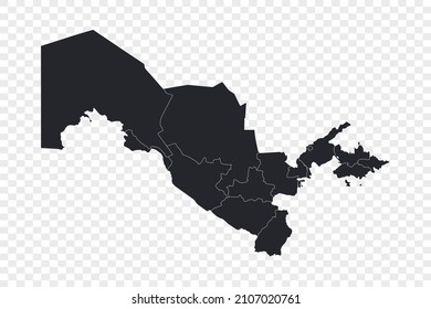 Mapa vectorial de Uzbekistán, aislado en fondo transparente