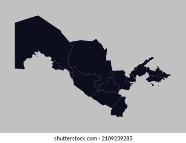 Uzbekistan map vector, Isolated on gray background