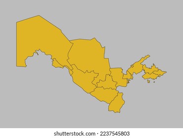 Mapa vectorial de Uzbekistán, aislado en fondo gris