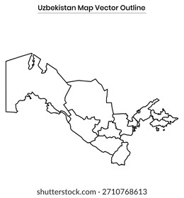 Uzbekistan Map Vector Outline Editable Country Silhouette