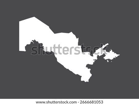 Uzbekistan map vector, white color, No isolated on dark background