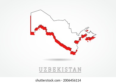 Uzbekistan Map - World Map International vector template with red and outline graphic sketch style isolated on white background - Vector illustration eps 10