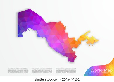 Usbekistan Karte - Weltkarte Internationale Vektorvorlage mit Polygonstil und Farbverlauf-buntem einzeln auf weißem Hintergrund für Website, Design, Infografik - Vektorgrafik eps10