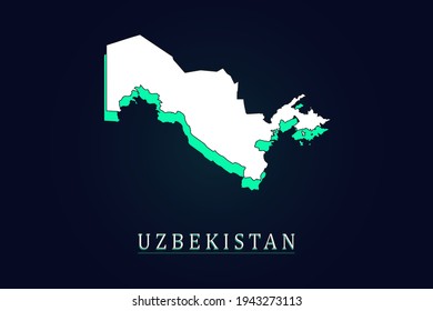 Mapa de Uzbekistán - Plantilla de vector de mapa mundial con gradiente de color verde y blanco aislado en fondo oscuro - Ilustración vectorial eps 10