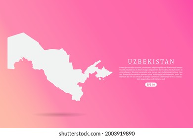 Uzbekistan Map - World map vector template with 3d white color on Pink gradient background for infographic - Vector illustration eps 10