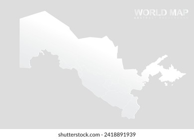 Mapa de Uzbekistán - Mapa mundial de la plantilla vectorial con Alto detalle incluyendo color de gradiente blanco y gris y color de contorno blanco aislado en fondo gris - Ilustraciones vectoriales 10