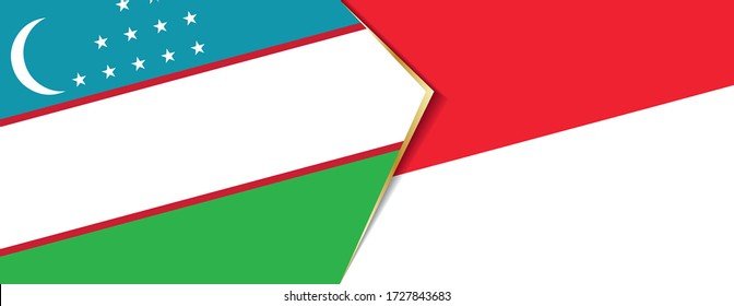 Banderas de Uzbekistán y Mónaco, dos banderas vectoriales símbolo de relación o enfrentamiento.