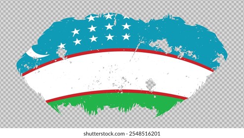Uzbekistan national flag with distressed stroke brush effect on isolated background