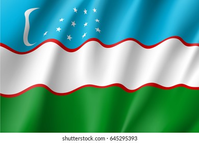 Uzbekistan national flag. Patriotic symbol in official country colors. Illustration of Asian state flag. Vector icon