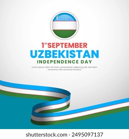 Día nacional de la independencia de Uzbekistán saludando al Anuncio con la Ilustración vectorial de la bandera nacional