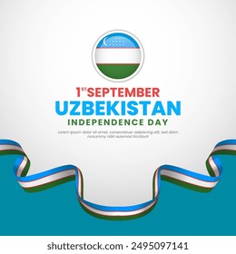 Día nacional de la independencia de Uzbekistán saludando al Anuncio con la Ilustración vectorial de la bandera nacional