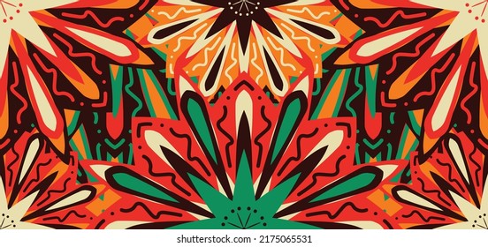 Uzbekistan ornament silk fabric pattern. African pattern of Africa print textile industry design for background,  wallpaper backdrop, clothing, wrapping, batik, fabric. embroidery style. vector. 