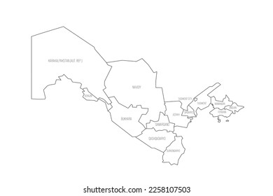 Uzbekistan political map of administrative divisions