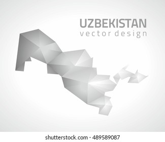Uzbekistan polygonal grey vector triangle modern 3d map