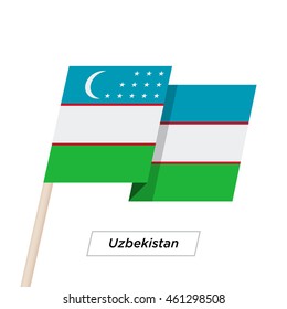 Uzbekistan Ribbon Waving Flag Isolated on White. Vector Illustration. Uzbekistan Flag with Sharp Corners