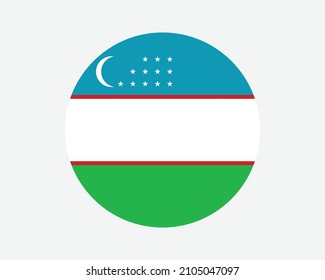 Uzbekistan Round Country Flag. Uzbekistani Uzbek Circle National Flag. Republic of Uzbekistan Circular Shape Button Banner. EPS Vector Illustration. svg
