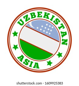 Uzbekistan sign. Round country logo with flag of Uzbekistan. Vector illustration.