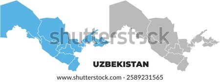 Uzbekistan simple maps flat illustration