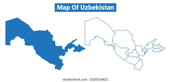 Usbequistão mapa vetor simples e esboço estilo ilustração conjunto