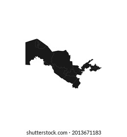 UZBEKISTAN soft black map with white detail isolated white background, eps 10