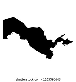 Uzbekistan - solid black silhouette map of country area. Simple flat vector illustration.