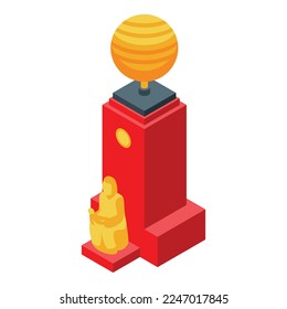 Uzbekistan statue building icon isometric vector. Architecture tourism. Tower city