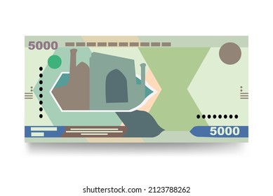 Uzbekistan Sum Vector Illustration. Uzbek money set bundle banknotes. Paper money 5000 UZS. Flat style. Vector illustration.