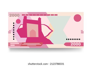 Uzbekistan Sum Vector Illustration. Uzbek money set bundle banknotes. Paper money 2000 UZS. Flat style. Vector illustration.