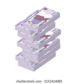Uzbekistan Sum Vector Illustration. Uzbek money set bundle banknotes. Paper money 50000 UZS. Flat style. Isolated on white background. Simple minimal design.
