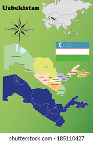 Uzbekistan vector set. Isolated