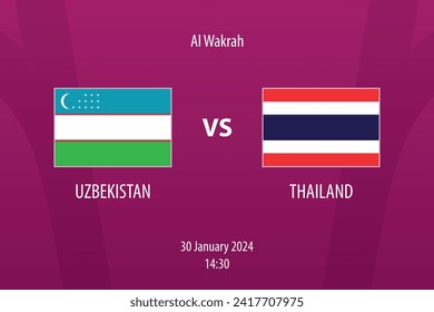 Uzbekistan vs Thailand football scoreboard broadcast template for soccer asia tournament 2023