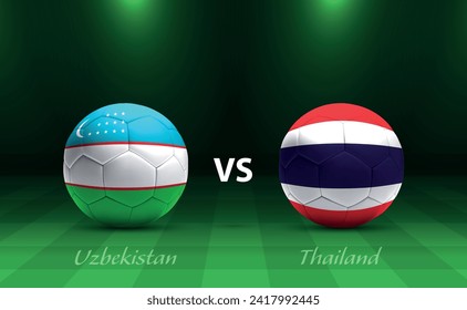 Uzbekistan vs Thailand football scoreboard broadcast template for soccer asia tournament 2023