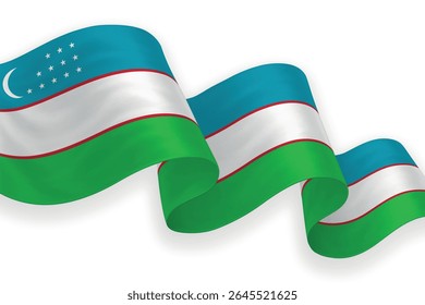 Uzbekistan waving flag with bright colors on clean background