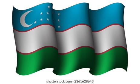 uzbekistan waving flag design vector illustration suitable for element on poster design, template and social media post design