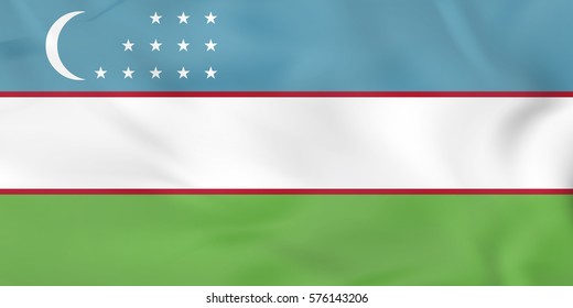 Uzbekistan waving flag. Uzbekistan national flag background texture. Vector illustration.