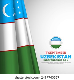 Uzbekistan waving flag. Template for independence day. vector illustration