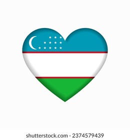 Uzbekistani flag heart-shaped sign. Vector illustration.