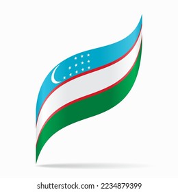 Uzbekistani flag wavy abstract background. Vector illustration.