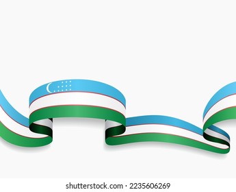 Bandera uzbeka ondea un fondo abstracto. Ilustración vectorial.