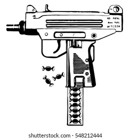 Uzi and candies. 